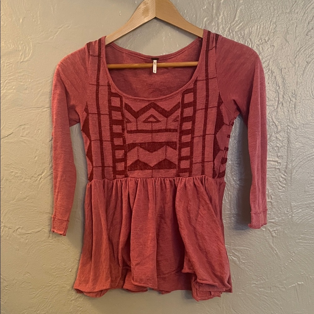 Free People Peplum Y2K Aztec Pink Top X-Small